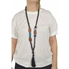 Labalaba Kadın Ahşap Püsküllü Hint Kolye