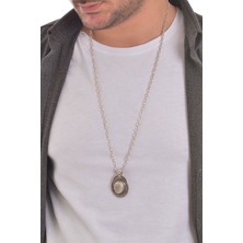 Labalaba Erkek Antik Gümüş Kaplama Kovboy Şapkası Simge Uçlu Kolye