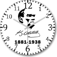 Baskı Dükkanı 19 Mayıs Atatürk Duvar Saati Bombeli Gerçek Cam