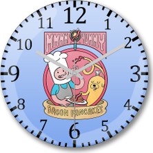 Baskı Dükkanı Adventure Time Bacon Pancakes Duvar Saati Bombeli Gerçek Cam