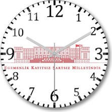 Baskı Dükkanı Atatürk Egemenlik Kayıtsız Şartsız Milletindir Duvar Saati Bombeli Gerçek Cam