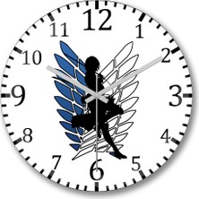 Baskı Dükkanı Attack On Titan Mikasa Duvar Saati Bombeli Gerçek Cam