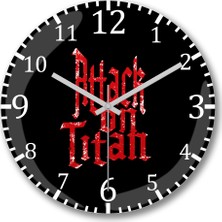 Baskı Dükkanı Attack On Titan Font Logo Duvar Saati Bombeli Gerçek Cam