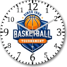 Baskı Dükkanı Basketball Tournament Duvar Saati Bombeli Gerçek Cam