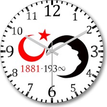 Baskı Dükkanı Atatürk  Duvar Saati  Bombeli Gerçek Cam