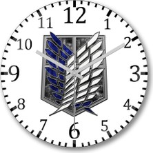 Baskı Dükkanı Attack On Titan The Survey Corps Logo Duvar Saati Bombeli Gerçek Cam