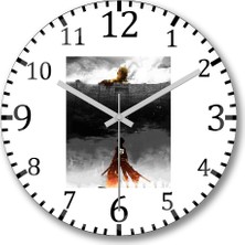 Baskı Dükkanı Attack On Titan Duvar Saati Bombeli Gerçek Cam