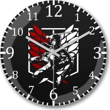 Baskı Dükkanı Attack On Titan Mıkasa Ato Duvar Saati Bombeli Gerçek Cam