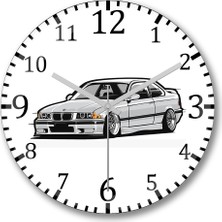 Baskı Dükkanı Bmw Stanced Out E36 Gray Duvar Saati Bombeli Gerçek Cam