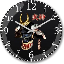 Baskı Dükkanı Bujinkan Samurai Kabuto Duvar Saati Bombeli Gerçek Cam