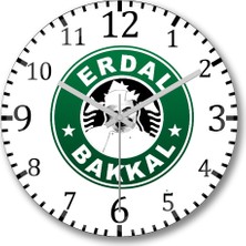 Baskı Dükkanı Çay Erdal Bakkalda Içilir Erdal Bakkal Duvar Saati Bombeli Gerçek Cam