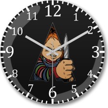 Baskı Dükkanı Chucky A Doll Work Orange Duvar Saati Bombeli Gerçek Cam