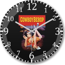 Baskı Dükkanı Cowboy Fiction Duvar Saati Bombeli Gerçek Cam