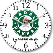Baskı Dükkanı Erdal Bakkal Duvar Saati Bombeli Gerçek Cam