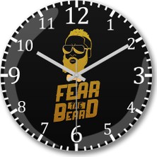 Baskı Dükkanı James Harden Fear The Beard Duvar Saati Bombeli Gerçek Cam