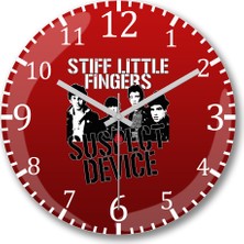 Baskı Dükkanı Stiff Little Fingers Duvar Saati Bombeli Gerçek Cam