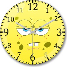 Baskı Dükkanı Sünger Bob Duvar Saati Bombeli Gerçek Cam