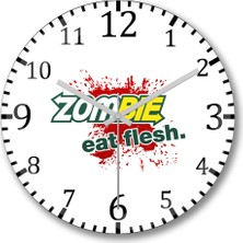 Baskı Dükkanı Zombie Eat Flesh Duvar Saati Bombeli Gerçek Cam
