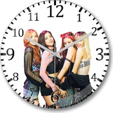 Baskı Dükkanı Blackpink Grup Duvar Saati Bombeli Gerçek Cam