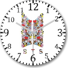 Baskı Dükkanı BT21 Bts Duvar Saati Bombeli Gerçek Cam