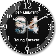 Baskı Dükkanı Bts Young Forever Rap Monster Duvar Saati Bombeli Gerçek Cam