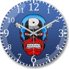 Baskı Dükkanı Captain America Duvar Saati Bombeli Gerçek Cam