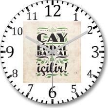 Baskı Dükkanı Çay Erdal Bakkalda Içilir Erdal Bakkal Duvar Saati Bombeli Gerçek Cam