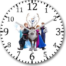 Baskı Dükkanı Disney Frozen Elsa Kristoff Olaf Anna Duvar Saati Bombeli Gerçek Cam