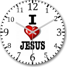 Baskı Dükkanı Eu Amo Jesus Duvar Saati Bombeli Gerçek Cam