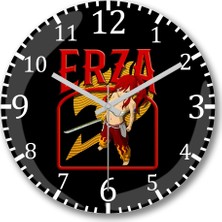 Baskı Dükkanı Fairy Tail Erza Scarlet Ready To Fight Duvar Saati Bombeli Gerçek Cam