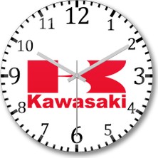 Baskı Dükkanı Kawasaki Logo Duvar Saati Bombeli Gerçek Cam