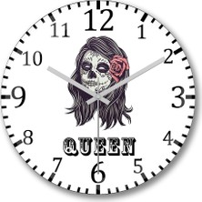 Baskı Dükkanı King Queen Duvar Saati Bombeli Gerçek Cam