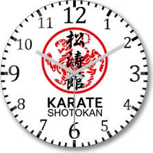 Baskı Dükkanı Kung Fu Karate Shotokan Duvar Saati Bombeli Gerçek Cam