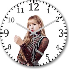 Baskı Dükkanı Lisa Blackpink Duvar Saati Bombeli Gerçek Cam