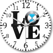 Baskı Dükkanı Love Bmw Aşk Bmw Duvar Saati Bombeli Gerçek Cam