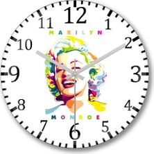 Baskı Dükkanı Marilyn Monroe Duvar Saati Bombeli Gerçek Cam