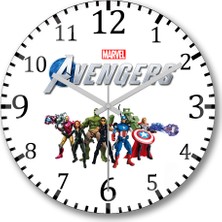 Baskı Dükkanı Marvel  Avengers  Duvar Saati Bombeli Gerçek Cam