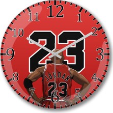 Baskı Dükkanı Michael Jordan  Duvar Saati Bombeli Gerçek Cam