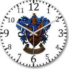 Baskı Dükkanı Ravenclaw Duvar Saati Bombeli Gerçek Cam
