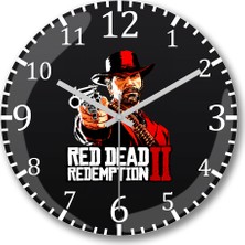 Baskı Dükkanı Red Dead  Redemption Duvar Saati Bombeli Gerçek Cam