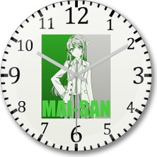 Baskı Dükkanı Seishun Bunny Girl Mai-San Duvar Saati Bombeli Gerçek Cam