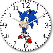 Baskı Dükkanı Sonic Duvar Saati Bombeli Gerçek Cam