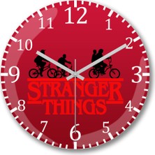 Baskı Dükkanı Stranger Things Duvar Saati Bombeli Gerçek Cam