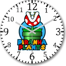 Baskı Dükkanı Süper Mario Piranha Planta Duvar Saati Bombeli Gerçek Cam