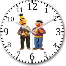 Baskı Dükkanı Susam Sokağı Edi & Büdü Duvar Saati Bombeli Gerçek Cam