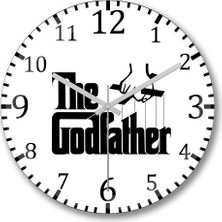 Baskı Dükkanı The Godfather Logo Duvar Saati Bombeli Gerçek Cam