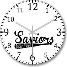 Baskı Dükkanı The Saviors Team Logo Duvar Saati Bombeli Gerçek Cam