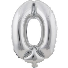 Niyet 0 Gümüş Rakam Folyo Balon 90 cm