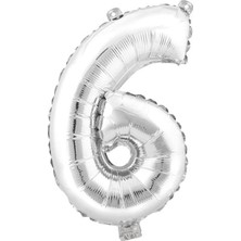 Niyet 6 Gümüş Rakam Folyo Balon 90 cm