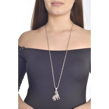 Labalaba Kadın Antik Gümüş Kaplama Buldog Simge  Uçlu Kolye